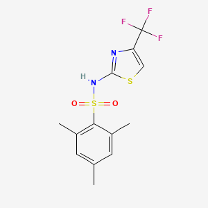 molecular formula C13H13F3N2O2S2 B2788474 2,4,6-trimethyl-N-[4-(trifluoromethyl)-1,3-thiazol-2-yl]benzenesulfonamide CAS No. 330677-38-8