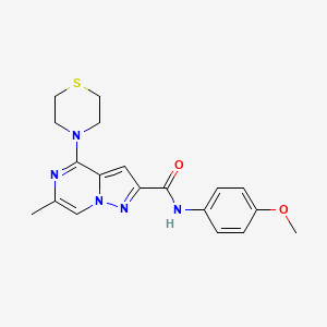 molecular formula C19H21N5O2S B2788476 N-(4-methoxyphenyl)-6-methyl-4-(1,4-thiazinan-4-yl)pyrazolo[1,5-a]pyrazine-2-carboxamide CAS No. 1775542-68-1