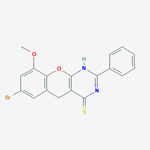 molecular formula C18H13BrN2O2S B2788480 7-bromo-9-methoxy-2-phenyl-3H-chromeno[2,3-d]pyrimidine-4(5H)-thione CAS No. 872209-37-5