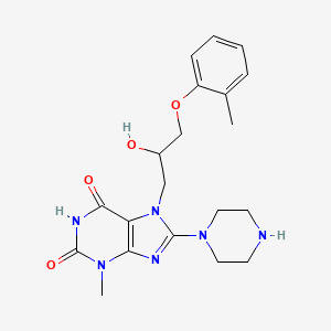 molecular formula C20H26N6O4 B2788482 7-(2-hydroxy-3-(o-tolyloxy)propyl)-3-methyl-8-(piperazin-1-yl)-1H-purine-2,6(3H,7H)-dione CAS No. 313396-00-8