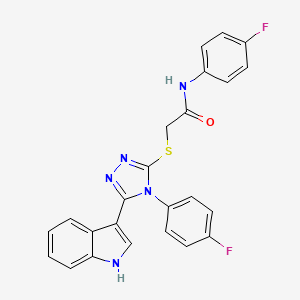 molecular formula C24H17F2N5OS B2788503 N-(4-fluorophenyl)-2-((4-(4-fluorophenyl)-5-(1H-indol-3-yl)-4H-1,2,4-triazol-3-yl)thio)acetamide CAS No. 946236-28-8