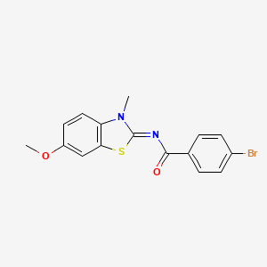molecular formula C16H13BrN2O2S B2788517 4-bromo-N-(6-methoxy-3-methyl-1,3-benzothiazol-2-ylidene)benzamide CAS No. 850781-87-2