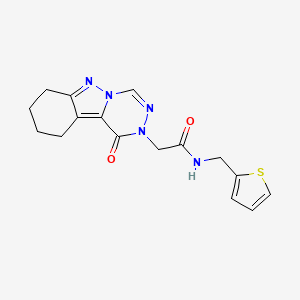 molecular formula C16H17N5O2S B2788522 2-(1-oxo-7,8,9,10-tetrahydro-[1,2,4]triazino[4,5-b]indazol-2(1H)-yl)-N-(thiophen-2-ylmethyl)acetamide CAS No. 1787916-21-5