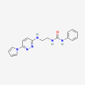 molecular formula C17H18N6O B2788523 1-(2-((6-(1H-pyrrol-1-yl)pyridazin-3-yl)amino)ethyl)-3-phenylurea CAS No. 1396870-80-6