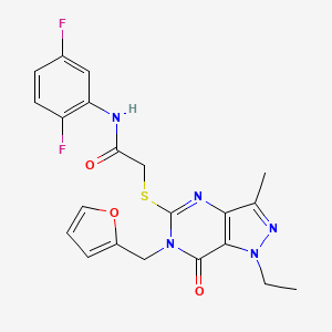 molecular formula C21H19F2N5O3S B2788529 N-(2,5-difluorophenyl)-2-((1-ethyl-6-(furan-2-ylmethyl)-3-methyl-7-oxo-6,7-dihydro-1H-pyrazolo[4,3-d]pyrimidin-5-yl)thio)acetamide CAS No. 1359218-96-4