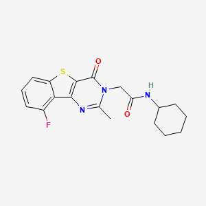 molecular formula C19H20FN3O2S B2788537 N-cyclohexyl-2-(9-fluoro-2-methyl-4-oxo[1]benzothieno[3,2-d]pyrimidin-3(4H)-yl)acetamide CAS No. 1040679-20-6