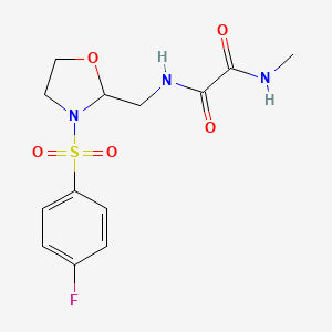 molecular formula C13H16FN3O5S B2788538 N1-((3-((4-fluorophenyl)sulfonyl)oxazolidin-2-yl)methyl)-N2-methyloxalamide CAS No. 868982-86-9