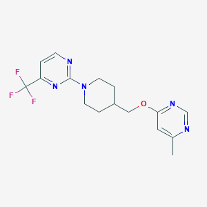 molecular formula C16H18F3N5O B2788547 2-(4-(((6-Methylpyrimidin-4-yl)oxy)methyl)piperidin-1-yl)-4-(trifluoromethyl)pyrimidine CAS No. 2309551-55-9