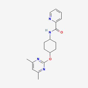 molecular formula C18H22N4O2 B2788548 N-((1r,4r)-4-((4,6-dimethylpyrimidin-2-yl)oxy)cyclohexyl)picolinamide CAS No. 2034447-02-2