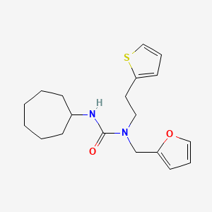 3-Cycloheptyl-1-(furan-2-ylmethyl)-1-(2-(thiophen-2-yl)ethyl)urea