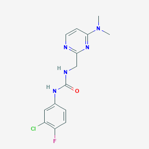 1-(3-Chloro-4-fluorophenyl)-3-((4-(dimethylamino)pyrimidin-2-yl)methyl)urea