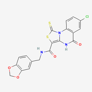N-(1,3-benzodioxol-5-ylmethyl)-7-chloro-5-oxo-1-thioxo-4,5-dihydro[1,3]thiazolo[3,4-a]quinazoline-3-carboxamide