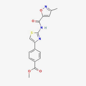 molecular formula C16H13N3O4S B2788574 Methyl 4-(2-(3-methylisoxazole-5-carboxamido)thiazol-4-yl)benzoate CAS No. 946318-69-0