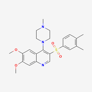 molecular formula C24H29N3O4S B2788577 3-((3,4-Dimethylphenyl)sulfonyl)-6,7-dimethoxy-4-(4-methylpiperazin-1-yl)quinoline CAS No. 887212-92-2