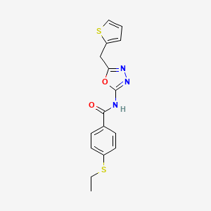 4-(ethylthio)-N-(5-(thiophen-2-ylmethyl)-1,3,4-oxadiazol-2-yl)benzamide
