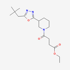 Ethyl 4-(3-(5-neopentyl-1,3,4-oxadiazol-2-yl)piperidin-1-yl)-4-oxobutanoate