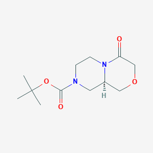 molecular formula C12H20N2O4 B2788609 (R)-4-Oxo-hexahydro-pyrazino[2,1-c][1,4]oxazine-8-carboxylic acid tert-butyl ester CAS No. 1382034-27-6