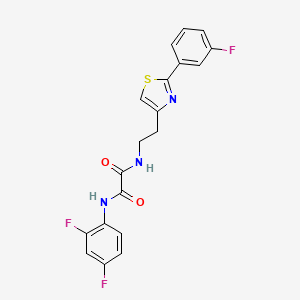 molecular formula C19H14F3N3O2S B2788612 N1-(2,4-difluorophenyl)-N2-(2-(2-(3-fluorophenyl)thiazol-4-yl)ethyl)oxalamide CAS No. 895784-01-7