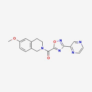 molecular formula C17H15N5O3 B2788645 (6-methoxy-3,4-dihydroisoquinolin-2(1H)-yl)(3-(pyrazin-2-yl)-1,2,4-oxadiazol-5-yl)methanone CAS No. 1219902-35-8