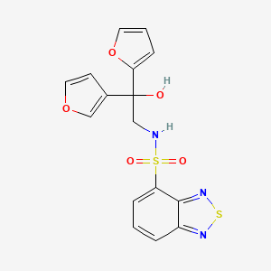 molecular formula C16H13N3O5S2 B2788648 N-(2-(furan-2-yl)-2-(furan-3-yl)-2-hydroxyethyl)benzo[c][1,2,5]thiadiazole-4-sulfonamide CAS No. 2034236-44-5