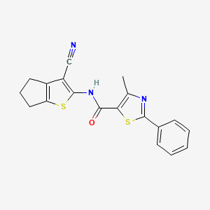 molecular formula C19H15N3OS2 B2788651 N-(3-cyano-5,6-dihydro-4H-cyclopenta[b]thiophen-2-yl)-4-methyl-2-phenyl-1,3-thiazole-5-carboxamide CAS No. 892362-50-4