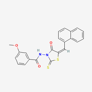 molecular formula C22H16N2O3S2 B2788661 (E)-3-methoxy-N-(5-(naphthalen-1-ylmethylene)-4-oxo-2-thioxothiazolidin-3-yl)benzamide CAS No. 315692-38-7
