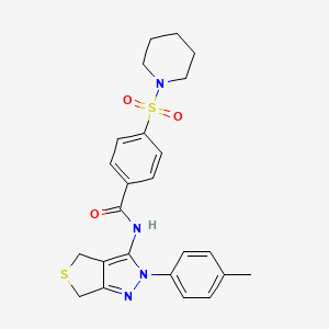 molecular formula C24H26N4O3S2 B2788674 N-[2-(4-methylphenyl)-4,6-dihydrothieno[3,4-c]pyrazol-3-yl]-4-piperidin-1-ylsulfonylbenzamide CAS No. 396722-82-0