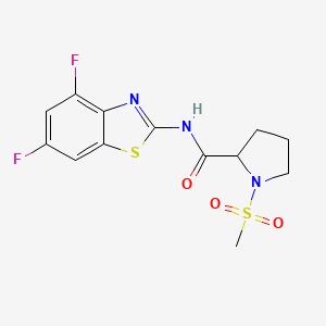 molecular formula C13H13F2N3O3S2 B2788675 N-(4,6-difluorobenzo[d]thiazol-2-yl)-1-(methylsulfonyl)pyrrolidine-2-carboxamide CAS No. 1188363-08-7