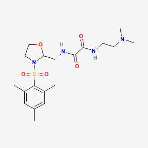 molecular formula C19H30N4O5S B2788695 N1-(2-(dimethylamino)ethyl)-N2-((3-(mesitylsulfonyl)oxazolidin-2-yl)methyl)oxalamide CAS No. 868982-65-4