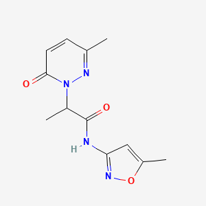 molecular formula C12H14N4O3 B2788700 2-(3-methyl-6-oxopyridazin-1(6H)-yl)-N-(5-methylisoxazol-3-yl)propanamide CAS No. 1235066-73-5