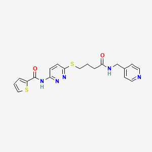 molecular formula C19H19N5O2S2 B2788716 N-(6-((4-oxo-4-((pyridin-4-ylmethyl)amino)butyl)thio)pyridazin-3-yl)thiophene-2-carboxamide CAS No. 1040649-20-4