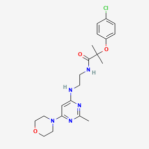2-(4-chlorophenoxy)-2-methyl-N-(2-((2-methyl-6-morpholinopyrimidin-4-yl)amino)ethyl)propanamide