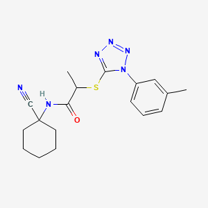 molecular formula C18H22N6OS B2788740 N-(1-Cyanocyclohexyl)-2-[1-(3-methylphenyl)tetrazol-5-yl]sulfanylpropanamide CAS No. 1285831-64-2