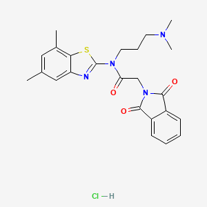 molecular formula C24H27ClN4O3S B2788744 N-(3-(dimethylamino)propyl)-N-(5,7-dimethylbenzo[d]thiazol-2-yl)-2-(1,3-dioxoisoindolin-2-yl)acetamide hydrochloride CAS No. 1052537-92-4