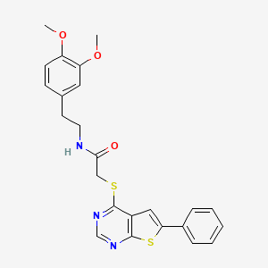 molecular formula C24H23N3O3S2 B2788745 N-[2-(3,4-Dimethoxyphenyl)ethyl]-2-({6-phenylthieno[2,3-D]pyrimidin-4-YL}sulfanyl)acetamide CAS No. 315708-05-5