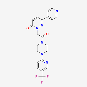 molecular formula C21H19F3N6O2 B2788746 2-(2-oxo-2-(4-(5-(trifluoromethyl)pyridin-2-yl)piperazin-1-yl)ethyl)-6-(pyridin-4-yl)pyridazin-3(2H)-one CAS No. 1257548-14-3