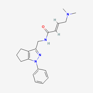 (E)-4-(Dimethylamino)-N-[(1-phenyl-5,6-dihydro-4H-cyclopenta[c]pyrazol-3-yl)methyl]but-2-enamide