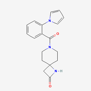 molecular formula C18H19N3O2 B2788752 7-(2-Pyrrol-1-ylbenzoyl)-1,7-diazaspiro[3.5]nonan-2-one CAS No. 2249395-64-8