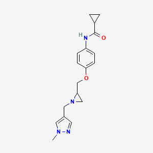N-[4-[[1-[(1-Methylpyrazol-4-yl)methyl]aziridin-2-yl]methoxy]phenyl]cyclopropanecarboxamide