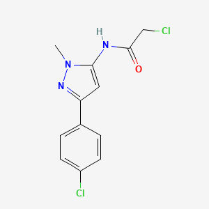 molecular formula C12H11Cl2N3O B2788772 2-chloro-N-[3-(4-chlorophenyl)-1-methyl-1H-pyrazol-5-yl]acetamide CAS No. 655235-37-3