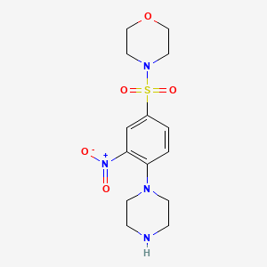 molecular formula C14H20N4O5S B2788774 4-[(3-Nitro-4-piperazin-1-ylphenyl)sulfonyl]morpholine CAS No. 731003-76-2
