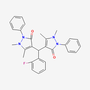 molecular formula C29H27FN4O2 B2788777 4-[(1,5-Dimethyl-3-oxo-2-phenylpyrazol-4-yl)-(2-fluorophenyl)methyl]-1,5-dimethyl-2-phenylpyrazol-3-one CAS No. 299955-49-0