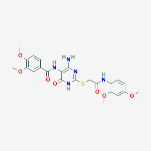 N-(4-amino-2-((2-((2,4-dimethoxyphenyl)amino)-2-oxoethyl)thio)-6-oxo-1,6-dihydropyrimidin-5-yl)-3,4-dimethoxybenzamide