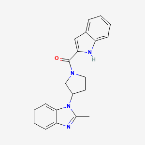 molecular formula C21H20N4O B2788802 (1H-indol-2-yl)(3-(2-methyl-1H-benzo[d]imidazol-1-yl)pyrrolidin-1-yl)methanone CAS No. 2034559-87-8
