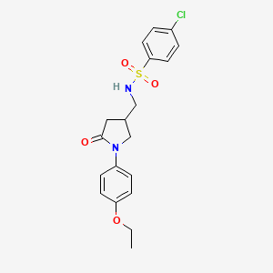 molecular formula C19H21ClN2O4S B2788818 4-chloro-N-((1-(4-ethoxyphenyl)-5-oxopyrrolidin-3-yl)methyl)benzenesulfonamide CAS No. 954655-64-2