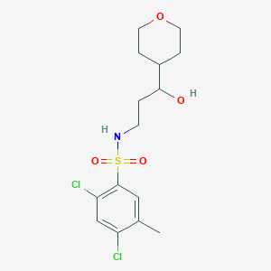 2,4-dichloro-N-(3-hydroxy-3-(tetrahydro-2H-pyran-4-yl)propyl)-5-methylbenzenesulfonamide