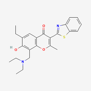 molecular formula C24H26N2O3S B2788843 3-(1,3-benzothiazol-2-yl)-8-[(diethylamino)methyl]-6-ethyl-7-hydroxy-2-methyl-4H-chromen-4-one CAS No. 222716-42-9