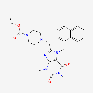 molecular formula C26H30N6O4 B2788853 Ethyl 4-[[1,3-dimethyl-7-(naphthalen-1-ylmethyl)-2,6-dioxopurin-8-yl]methyl]piperazine-1-carboxylate CAS No. 851939-88-3