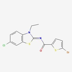 molecular formula C14H10BrClN2OS2 B2788857 5-bromo-N-(6-chloro-3-ethyl-1,3-benzothiazol-2-ylidene)thiophene-2-carboxamide CAS No. 865544-13-4