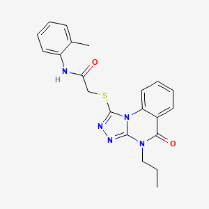 molecular formula C21H21N5O2S B2788862 N-(2-methylphenyl)-2-[(5-oxo-4-propyl-[1,2,4]triazolo[4,3-a]quinazolin-1-yl)sulfanyl]acetamide CAS No. 938628-72-9